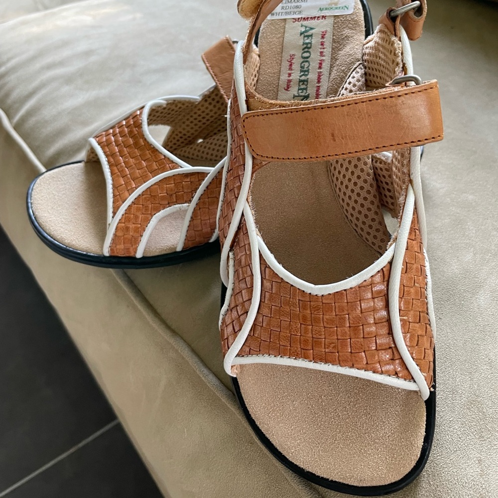 Aerogreen Woman’s Golf sandal leather woven 6-6.5